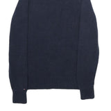 TOMMY HILFIGER Womens Navy Patterned Jumper Roll Neck Cable Knit M Cotton Blend