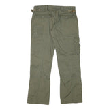 H&M Womens Cotton Blend Green Regular Straight Trousers W32 L28 Utility Style