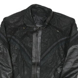 MAGGIE LAWRENCE Mens Black Leather Zip Jacket M Woven Textured Pattern Stylish