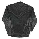 MAGGIE LAWRENCE Mens Black Leather Zip Jacket M Woven Textured Pattern Stylish