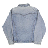 Mens Blue Cotton Denim Jacket S Button Closure Classic Fit Casual Outerwear