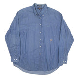 TOMMY HILFIGER Mens Blue Denim Cotton Blend Shirt XL Casual Classic Button-Down