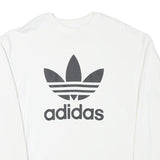 ADIDAS Womens White Sweatshirt Crew Neck UK 8 Cotton Blend Logo Pullover