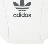 ADIDAS Womens White Sweatshirt Crew Neck UK 8 Cotton Blend Logo Pullover