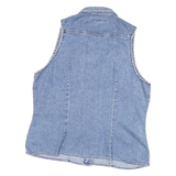GUESS Womens Blue Denim Sleeveless Shirt XL Cotton Blend Casual