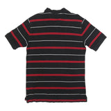 NAUTICA Mens Black & Red Striped Polo Shirt M Cotton Blend Casual Short Sleeve
