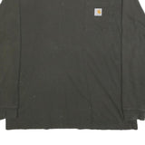 CARHARTT Mens Black Long Sleeve Crew Neck Pocket Logo L Cotton Blend T-Shirt