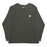 CARHARTT Mens Black Long Sleeve Crew Neck Pocket Logo L Cotton Blend T-Shirt