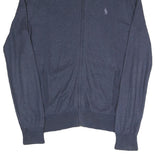 POLO RALPH LAUREN Mens Blue Plain Full Zip Plain Crew Knit S Jumper Cotton Blend