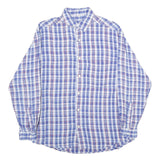Mens Blue & Red Check Shirt M Cotton Casual Long Sleeve Button Closure