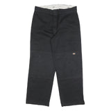 DICKIES Mens Black Cotton Blend Loose Fit Straight Trousers W34 L30 Workwear
