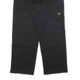 DICKIES Mens Black Cotton Blend Loose Fit Straight Trousers W34 L30 Workwear