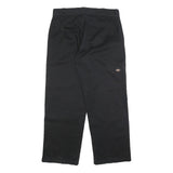 DICKIES Mens Black Cotton Blend Loose Fit Straight Trousers W34 L30 Workwear