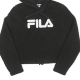 FILA Womens Black Logo Cropped Pullover Hoodie XS