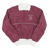 OPTI Mens Maroon & White Baseball Baseball Jacket L Polyester Blend Zip Pullover