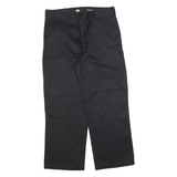 DICKIES Mens Cotton Blend Black Regular Loose Fit Trousers W36 L30 Workwear