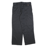 DICKIES Mens Cotton Blend Black Regular Loose Fit Trousers W36 L30 Workwear