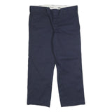 DICKIES Mens Cotton Blend Navy Regular Slim Straight Trousers W33 L26 Workwear