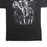 Mens Black Graphic T-Shirt M Short Sleeve Crew Neck Cotton Heritage Print