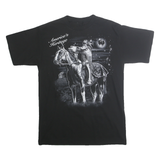 Mens Black Graphic T-Shirt M Short Sleeve Crew Neck Cotton Heritage Print