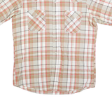 Mens Beige & Red Plaid Cotton Shirt L Button Short Sleeve Casual Summer Wear