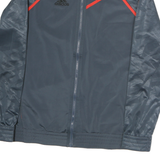 ADIDAS Mens Grey & Red Sports Zip Jacket L Polyester Climatelite Trackwear