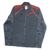 ADIDAS Mens Grey & Red Sports Zip Jacket L Polyester Climatelite Trackwear
