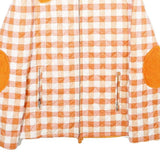 NILSEC Womens Orange & White Check Zip Jacket S Polyester Blend Stylish Padded
