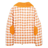 NILSEC Womens Orange & White Check Zip Jacket S Polyester Blend Stylish Padded