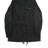 LEVI'S Womens Black Cotton Hooded Jacket M Zip Casual Winter Outerwear