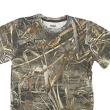 RUSSELL OUTDOOR Mens Green Brown Camouflage T-Shirt S Short Sleeve Crew Neck