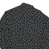 Mens Black Printed Cotton Blend Shirt M Casual Long Sleeve Button Closure