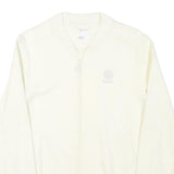REEBOK Mens Cream White Zip Jacket S Cotton Blend Plain Lightweight Sportswear