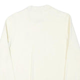 REEBOK Mens Cream White Zip Jacket S Cotton Blend Plain Lightweight Sportswear