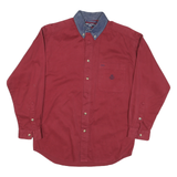 REGATTA Mens Red Shirt M Casual Denim Collar Button Long Sleeve Cotton Blend