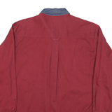 REGATTA Mens Red Shirt M Casual Denim Collar Button Long Sleeve Cotton Blend