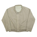Mens Beige Reversible Zip Jacket L Cotton Blend Plain Classic Lightweight