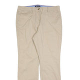 NAUTICA Womens Cotton Blend Beige Regular Fit Straight Leg Trousers W32 L30