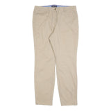 NAUTICA Womens Cotton Blend Beige Regular Fit Straight Leg Trousers W32 L30