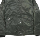 GUESS Womens Green Zip Up Jacket M Polyester Blend Plain Casual Winter Outerwear