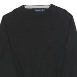 NAUTICA Mens Black Plain Cotton Jumper Crew Neck Basic Knit L Comfortable Casual
