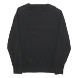 NAUTICA Mens Black Plain Cotton Jumper Crew Neck Basic Knit L Comfortable Casual