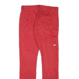 DICKIES Mens Cotton Blend Red Slim Straight Trousers W28 L32 Workwear Zip