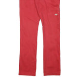 DICKIES Mens Cotton Blend Red Slim Straight Trousers W28 L32 Workwear Zip