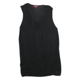 MONSOON Womens Black Plain Cotton Sleeveless Jumper L Knitwear