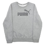 PUMA Mens Grey Sweatshirt Crew Neck S Cotton Blend Pullover Sports Logo