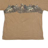 CLEARWATER Mens Beige Hunting Scene Graphic T-Shirt L Short Sleeve Crew Neck