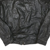Mens Black Leather Zip Jacket M Plain Classic Stylish Functional Pocketed