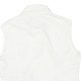 LEVI'S Womens White Cotton Blend Sleeveless Jacket M Button Closure Denim Vest