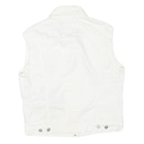 LEVI'S Womens White Cotton Blend Sleeveless Jacket M Button Closure Denim Vest